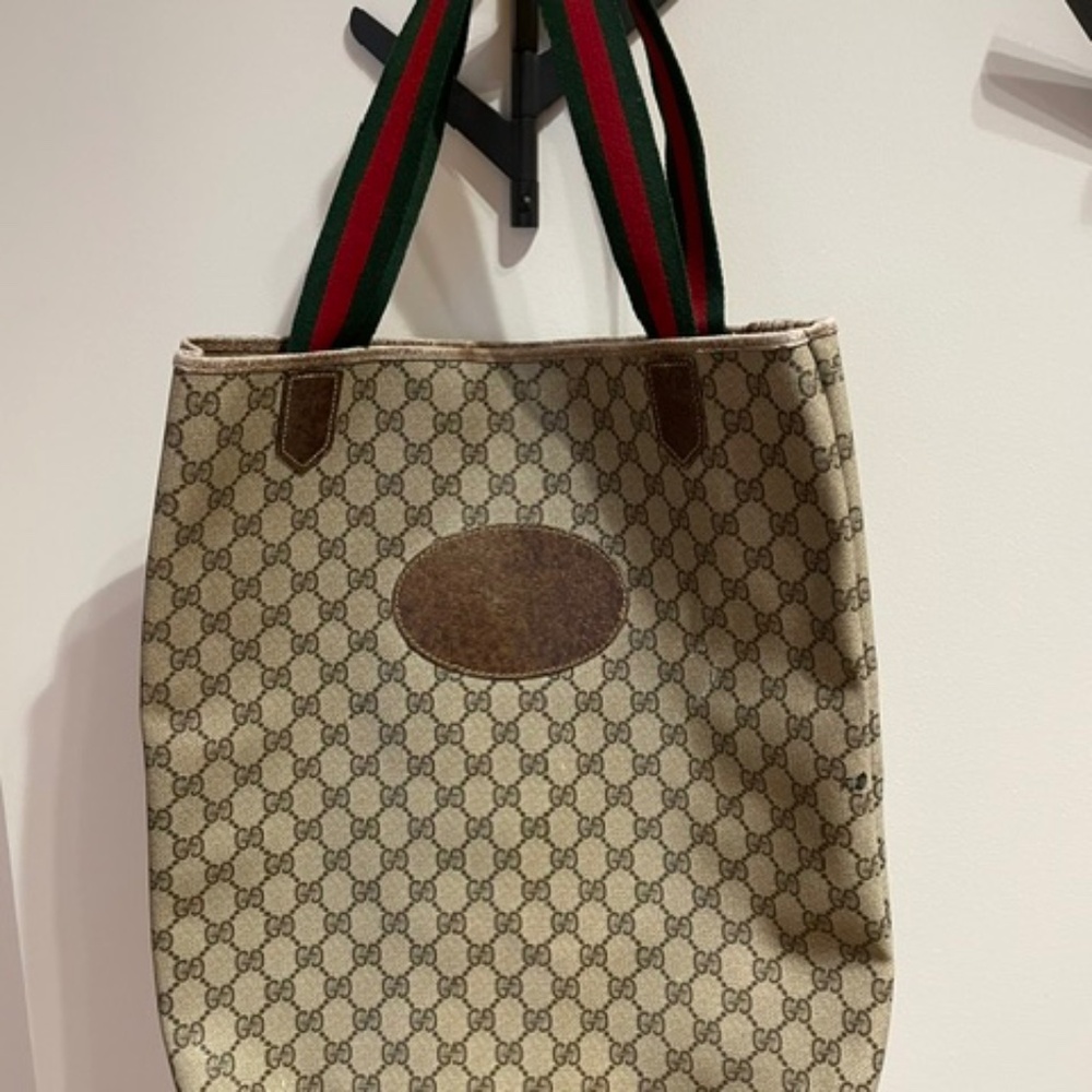 Vintage GUCCI Monogram Unisex Tote-bag, Circa 1980.